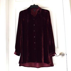 NWOT Eileen Fisher Velvet Point Collar Long Sleeve Shirt